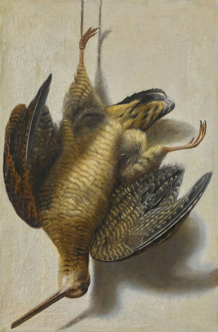 Digital Print - A trompe l'oeil with a woodcock hanging before a wall by Cornelis Biltius