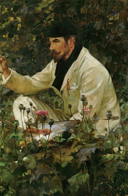 Digital Print - George Hitchcock working in his garden in Egmond by James Jebusa Shannon