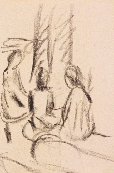 Digital Print - Studie sitzender Mdchen by August Macke
