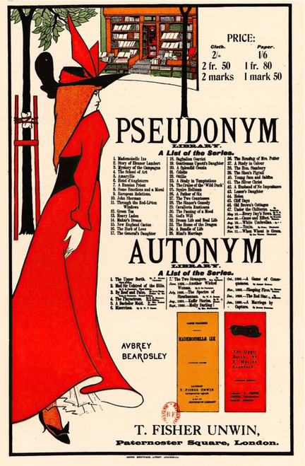 Digital Print - Pseudonym Library - Autonym Library by Aubrey Vincent Beardsley