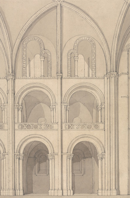 Digital Print - Perspective Elevation of Part of the Abbey Church of Saint Stephen at Caen, Normandy by John Sell Cotman