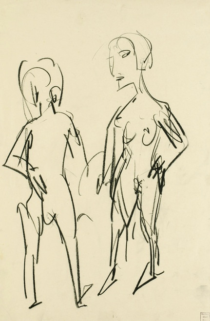 Digital Print - Figrliche Skizze (zwei Akte) by Albert Mller