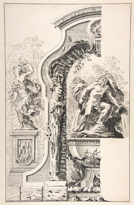Digital Print - Study for a Garden Capriccio 2 by Workshop of Gilles-Marie Oppenord