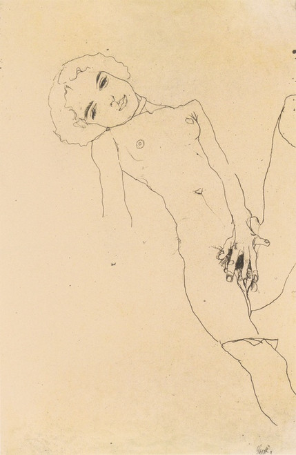 Digital Print - Masturbierendes Mdchen by Egon Schiele Digital Print - Masturbierendes Mdchen by Egon Schiele