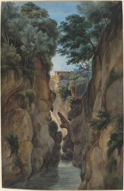 Digital Print - View of a Waterfall through a Ravine by Achille Etna Michallon