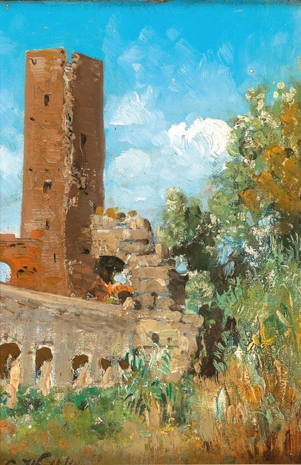 Digital Print - Alter Wachturm in der rm. Campagna by Carl Wuttke