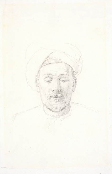 Digital Print - Skgget mandsportrt, set en face, med turban by Martinus Rrbye