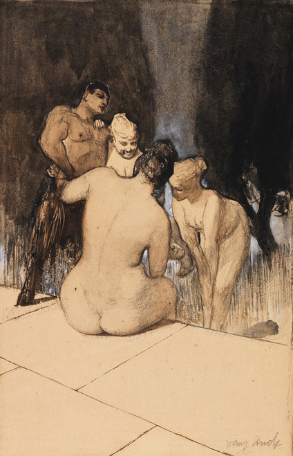 Digital Print - Satyr mit Nymphen und Kind by Franz von Stuck