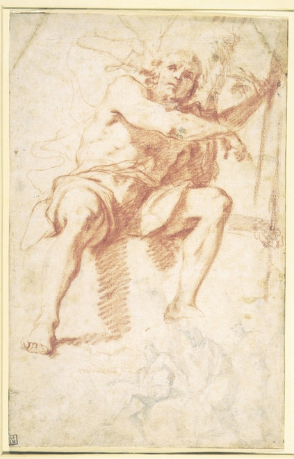Digital Print - Johannes Dberen siddende, og studie af Johannes Dberen med to apostle by Mattia Preti
