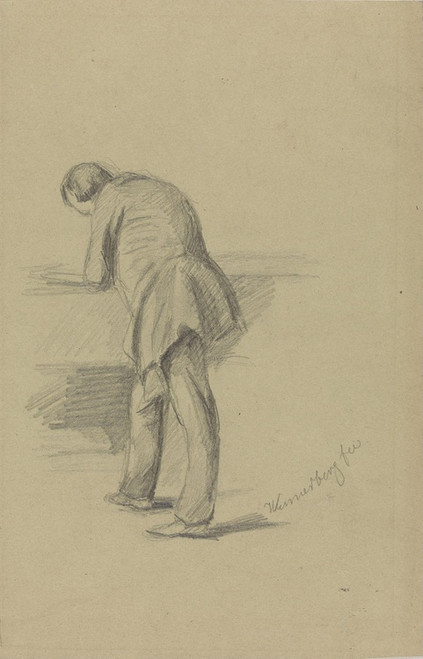 Digital Print - Stende mann som sttter seg til bord by Adolph Tidemand