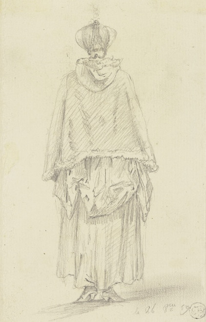 Digital Print - Stehende Frau mit Umhang in Rckansicht by Daniel Nikolaus Chodowiecki