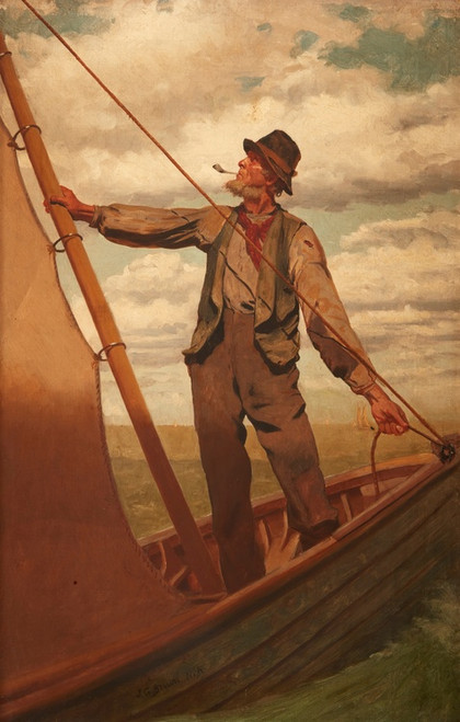 Digital Print - Hoisting the Sail by John George Brown