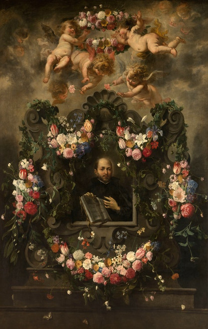 Digital Print - Saint Ignatius Surrounded by a Garland of Flowers by Jan van Balen