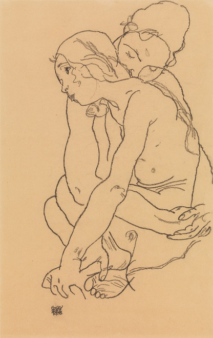 Digital Print - Woman and Girl Embracing by Egon Schiele