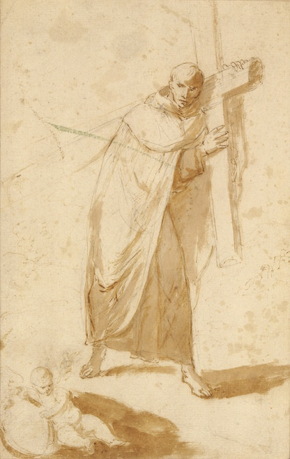 Digital Print - A Monk Carrying a Cross by Follower of Bartolom Esteban Murillo