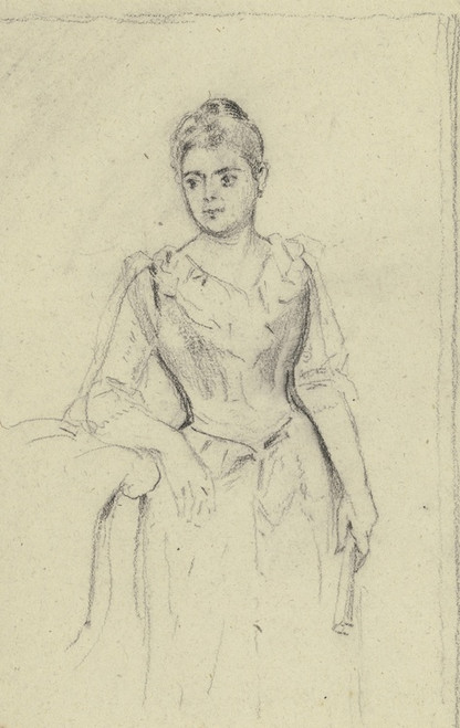 Digital Print - Stehende Dame mit Fcher by Otto Scholderer