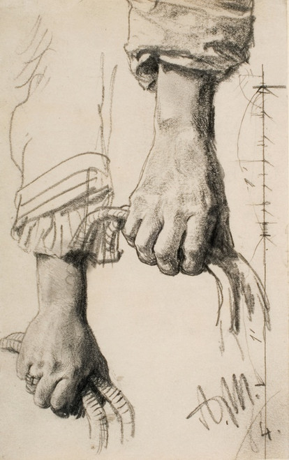 Digital Print - Two Studies of a Right Hand by Adolph von Menzel