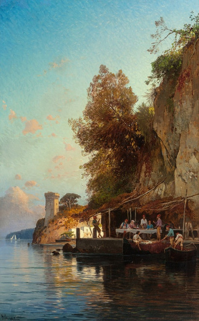 Digital Print - Refuge by the Sea by Hermann David Salomon Corrodi