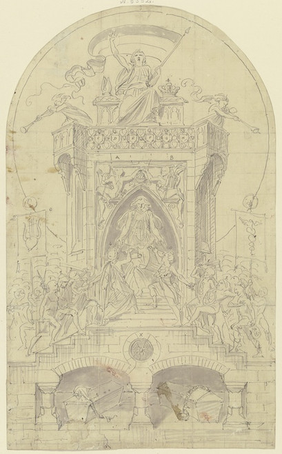 Digital Print - Entwurf f das Transparent am Hollndischen Hofe zu Ehren des Vorparlaments zu Frankfurt 1848 by Johann Baptist Scholl The Younger