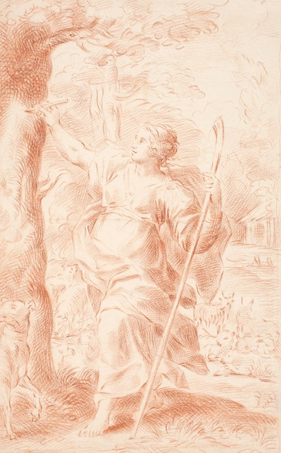 Digital Print - Hyrdinde, der ridser i en trstamme by Hendrik Krock