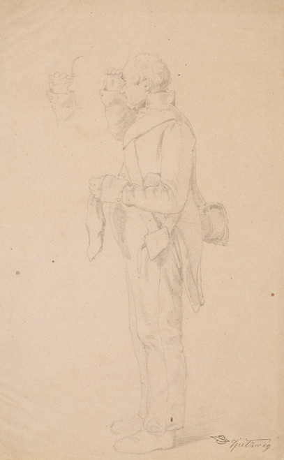 Digital Print - In die Ferne schauender Soldat by Carl Spitzweg