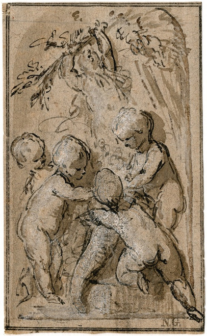 Digital Print - Putti met een hoorn des overvloeds by Jacob de Wit