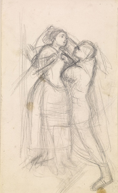 Digital Print - The Escape of a Heretic - Sketch of the Girl and her Lover by Sir John Everett Millais