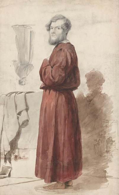 Digital Print - Figuurstudies met een staande man in rode kamerjas by Jan Weissenbruch