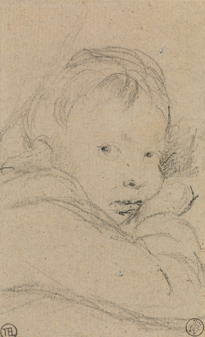 Digital Print - A Child Resting His Cheek on His Hand, Head and Shoulders by Sir David Wilkie