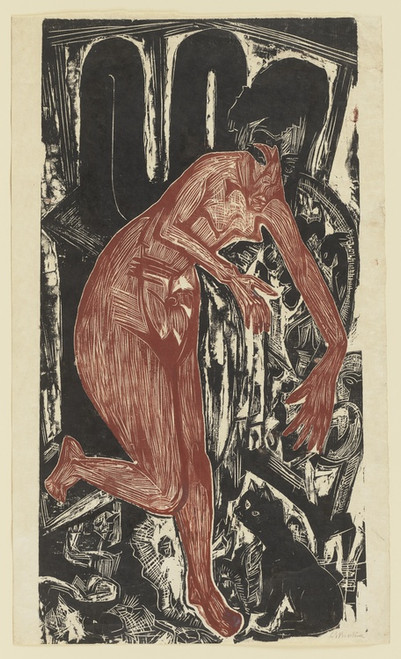 Digital Print - Woman Bathing by the Oven by Ernst Ludwig Kirchner