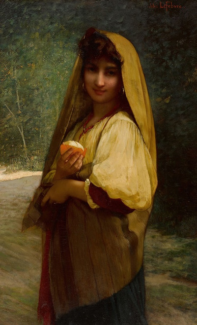 Digital Print - An Italian Girl With An Orange by Jules Joseph Lefebvre