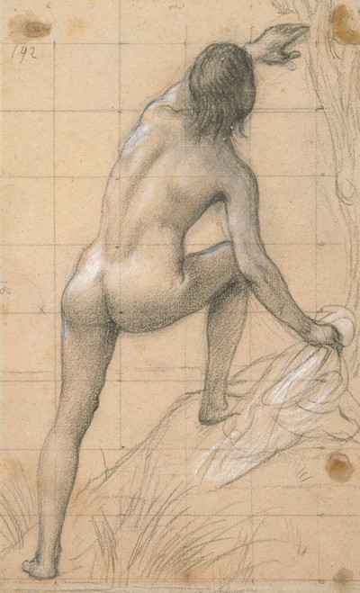 Digital Print - Figure nue de dos, bras gauche tendu vers le haut by Pierre Puvis de Chavannes