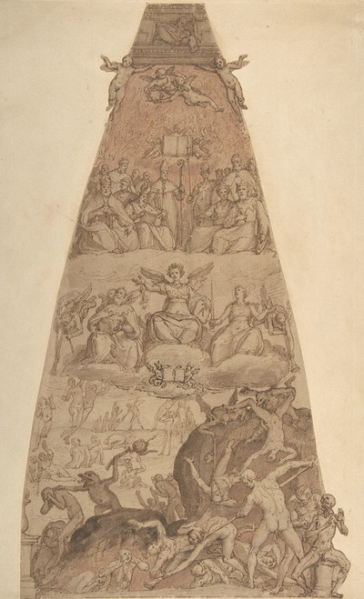 Digital Print - Scene from the Last Judgment, Study for the Fresco Decoration of One of the Segments of the Cupola of the Cathedral of Santa Maria del Fiore in Florence by Federico Zuccaro