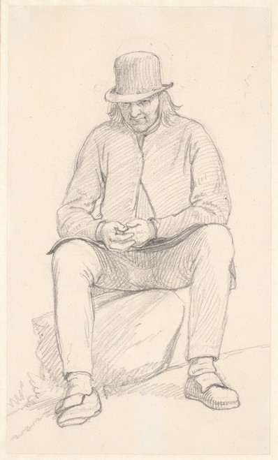 Digital Print - Gammel svensk bonde, siddende p en sten by Wilhelm Marstrand