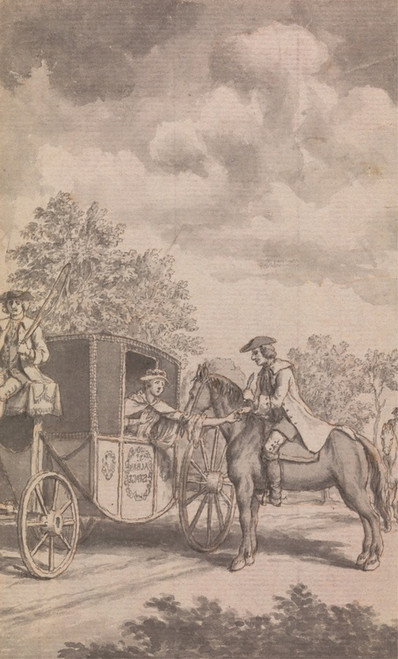 Digital Print - An Illustration to the Newgate Calendar; Raby Finding a Woman's Ring Difficult to Be Pulled Off, Cut Off Her Finger, Near Finchley by Samuel Wale