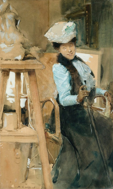 Digital Print - Elegant lady in a sculptor's studio by Antoine Digital Print - Elegant lady in a sculptor's studio by Antoine