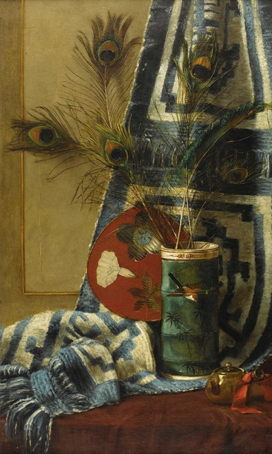 Digital Print - Still Life with Peacock Feathers by Manner Of William Merritt Chase