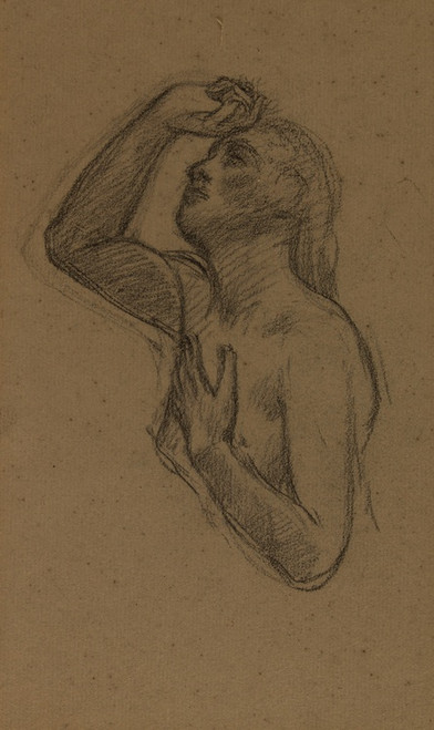Digital Print - Buste de femme, main droite pose sur le front by Pierre Puvis de Chavannes