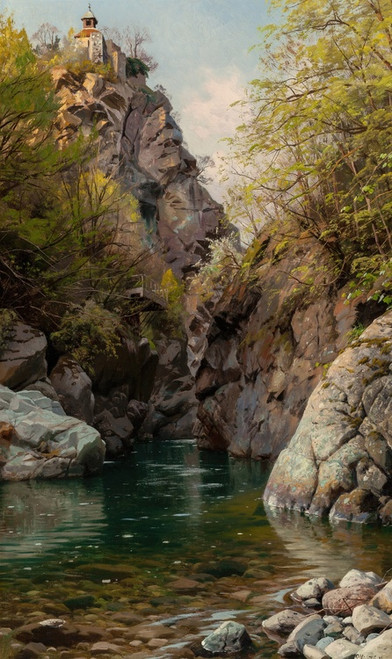 Digital Print - En bjerg slugt (The Mountain Gorge, Meran) by Peder Mrk Mnsted