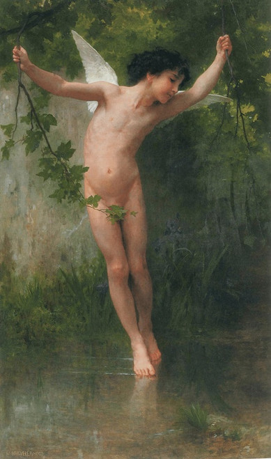 Digital Print - Cupid flying over water by William Bouguereau