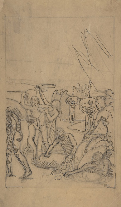 Digital Print - Figures Unloading Cargo from Sailing Vessels by Pierre Puvis de Chavannes