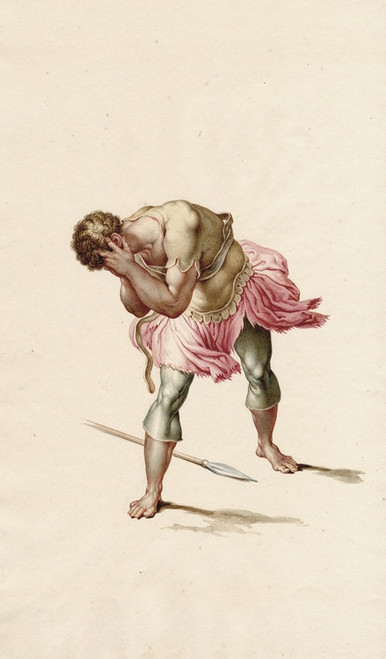 Digital Print - Soldier bending forward, burying his face in his hands, detail from The conversion of Paul by David Humbert de Superville