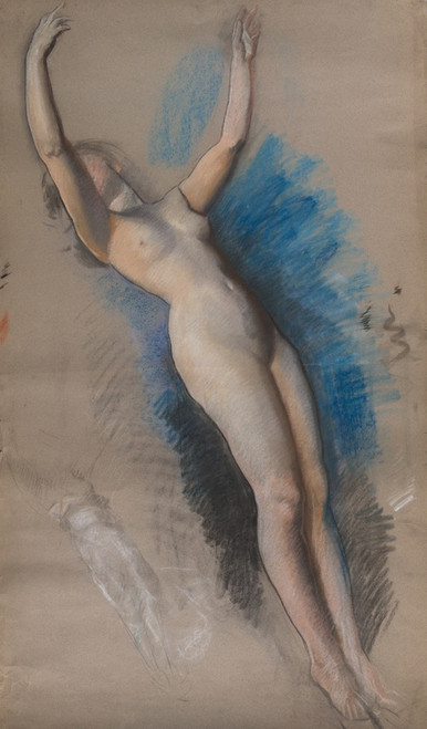 Digital Print - Figure study for 'The Spirit of Light,' lunette in the rotunda of the Pennsylvania State Capitol atHarrisburg by Edwin Austin Abbey