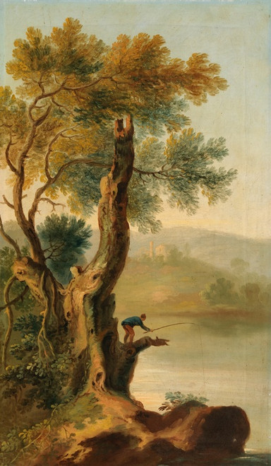Digital Print - A Landscape with a Man Fishing by George Barret