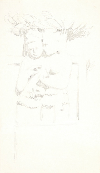 Digital Print - Gruppe med to figurer Studieblad efter relieffer i Borobudur, Java by Svend Rathsack