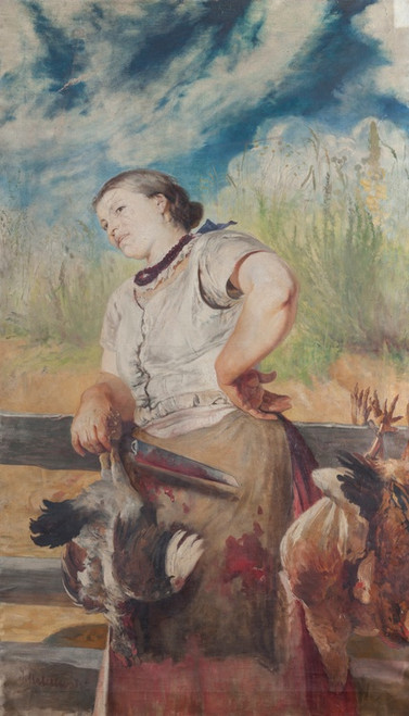 Digital Print - Woman Slaughtering Hens by Jacek Malczewski