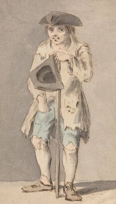 Digital Print - Beggar with Staff Holding Tricorn Hat by Louis Philippe Boitard