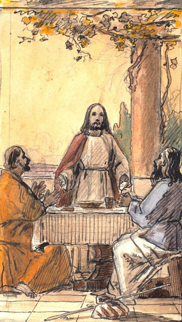 Digital Print - Kristus og de to disciple i Emmaus by Martinus Rrbye