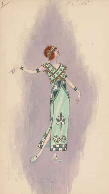 Digital Print - Woman's costume; Long green dress, 1 by Will R. Barnes