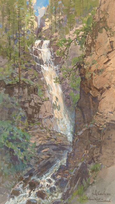 Digital Print - Polinik waterfall near Obervellach in Carinthia by Fritz Lach